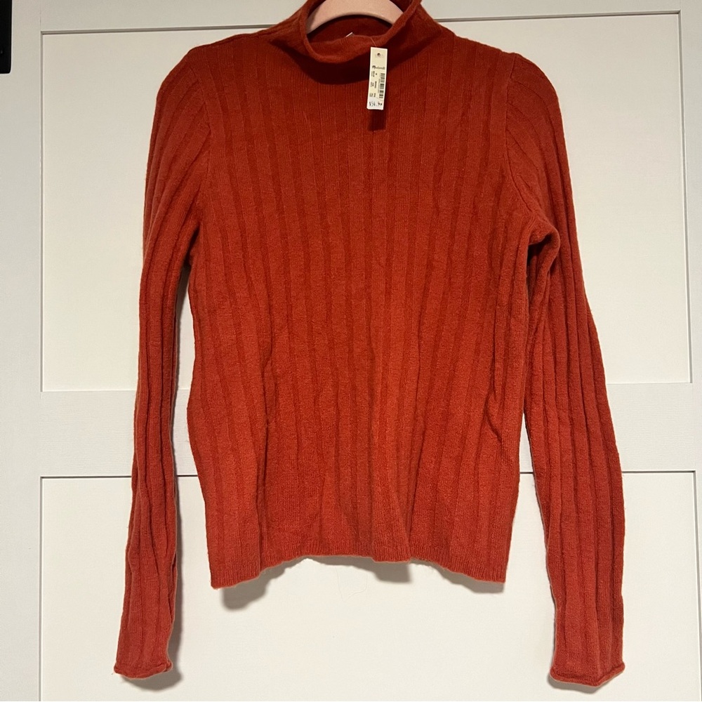 Madewell Fall Sweater rust mock neck new